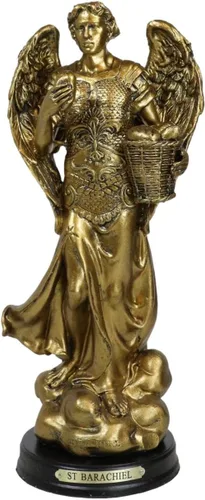 Vista 6 de Ebros - Estatua de Arcángel del Consejo Angélico de la Iglesia Católica Ortodoxa Oriental, estatua de 8 pulgadas de alto con placa de nombre