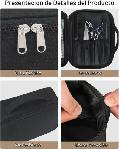 Vista 5 de Meiiy Bolsa de herramientas de peluquería, bolsa grande para cortar pelo, negro