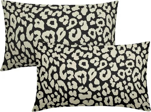 Vista 68 de Juego de 2 fundas de almohada con estampado de leopardo negro de 16 x 16 pulgadas, diseño de animal de guepardo, chinoiserie, fundas de almohada