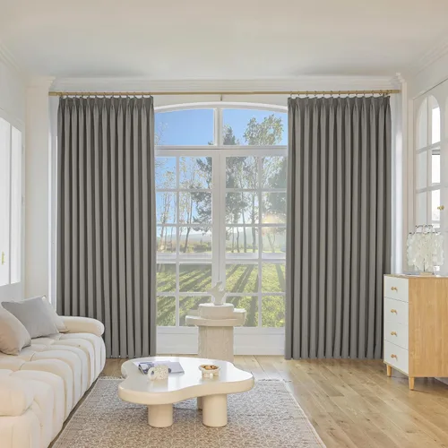 Vista 9 de MUMFAS Cortina opaca para oscurecer la habitación, cortinas opacas de 63 pulgadas de largo, con aislamiento térmico y división de habitación