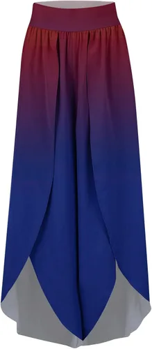 Vista 2 de Pantalones deportivos ajustados para mujer, holgados, cómodos, de cintura alta, pierna ancha, cintura elástica, color liso, pantalones casuales