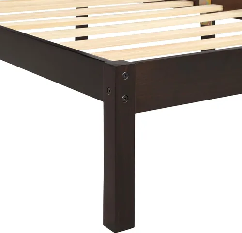 Vista 8 de Harper & Bright Designs Base de cama de madera de tamaño individual con cabecero y estribo, no necesita somier, espresso