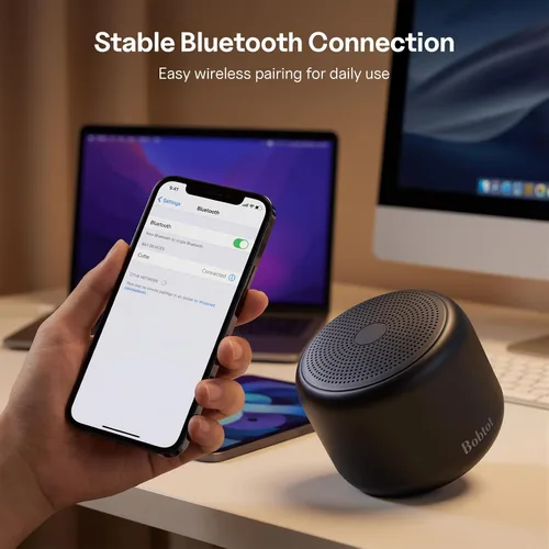 Vista 3 de Bobtot Altavoces Bluetooth portátiles con correa mini habla, negro