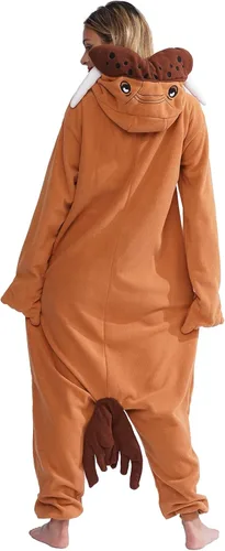 Vista 5 de YUNTAISHAN Disfraz de animal de una pieza para adultos, pijama de animal para cosplay para mujeres y hombres