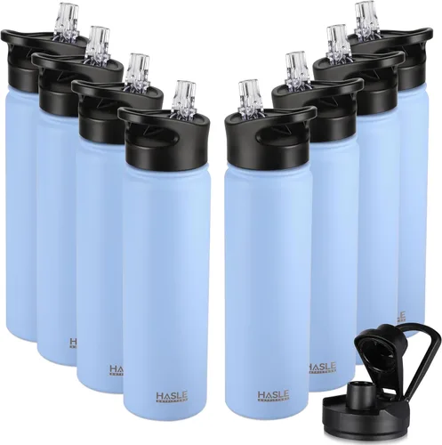 Vista 15 de HASLE OUTFITTERS Botella de agua aislada de 22 onzas, botella de agua de acero inoxidable de doble pared de boca ancha con tapa de popote y tapa