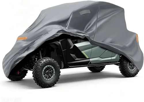 Vista 26 de Cubierta impermeable para UTV compatible con Polaris, cubierta para exterior de 6 capas con ventilaciones de aire, cremallera en la puerta