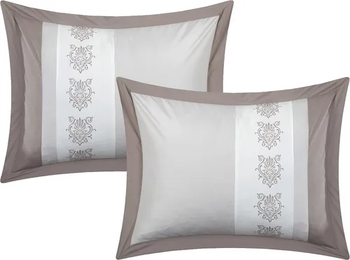 Vista 4 de Juego de ropa de cama de 10 piezas Chic Home con edredón con cierre fruncido, para cama king, todo en una bolsa, Microfibra, Beige, gemelo