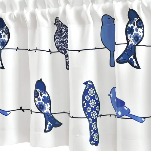 Vista 3 de Lush Decor Rowley Birds - Cortina (panel individual), 52 pulgadas de ancho x 18 pulgadas de largo, azul marino
