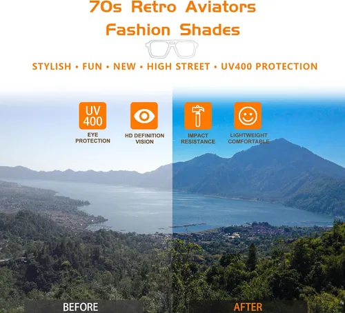 Vista 6 de Gafas de sol estilo aviador cuadradas retro para mujeres y hombres, de los años 70 y 80, estilo vintage, estilo aviador grande