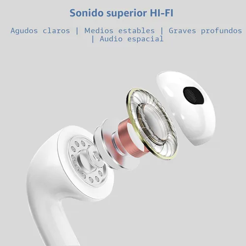 Vista 8 de Auriculares inalámbricos, auriculares Bluetooth, auriculares con cancelación de ruido, auriculares 3D 4, auriculares intrauditivos con graves