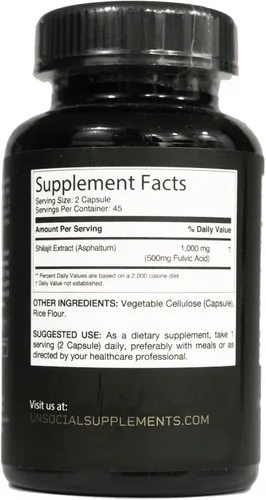 Vista 2 de Shilajit de 1000 mg para hombres con 50% de ácido fúlvico, 90 cápsulas veganas, fabricado en Estados Unidos, auténtico shilajit puro del Himalaya