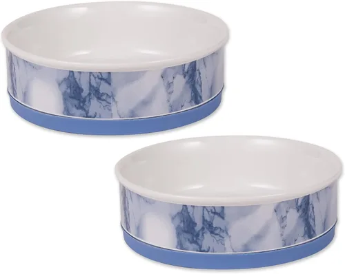 Vista 9 de Bone Dry Cuencos de cerámica antideslizantes para mascotas, aptos para lavavajillas, juego pequeño, 4.25 x 2, azul, 2