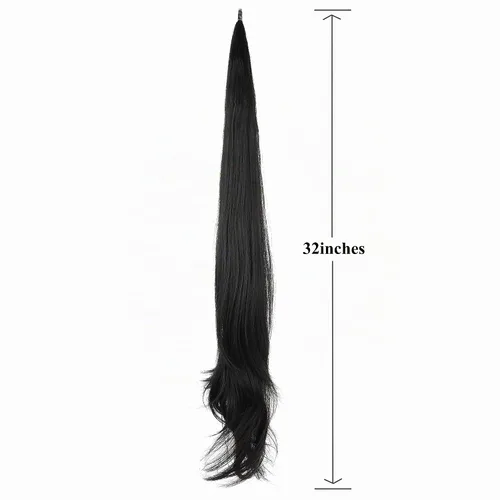 Vista 4 de IMISSU Extensión de pelo Cola de caballo Cabello flexible Colas de caballo Postizos (Negro)