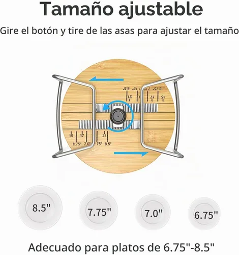 Vista 2 de Organizador de Platos para Cajón de Cocina - Estantes de Platos de Bambú para Encimera de Cocina, Organizador de Platos y Cuencos de Acero Negro-2s