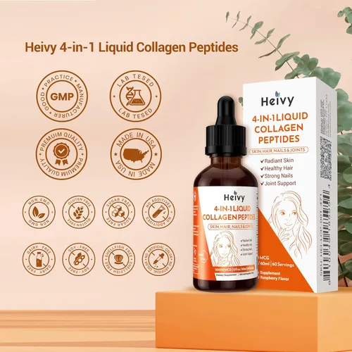 Vista 5 de Heivy Colágeno Líquido para Mujeres, Biotina Líquida y Colágeno para Piel Radiante, Crecimiento del Cabello, Uñas Fuertes, Soporte