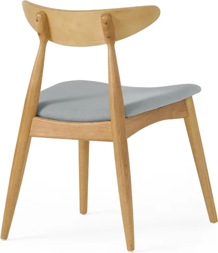 Vista 8 de Set of 2 Dining Chairs and Table & Chair Sets - Retro Rubberwood Ergonomic Back Support with Plush Cushions, 300 lbs Capacity for Dining Room Beige