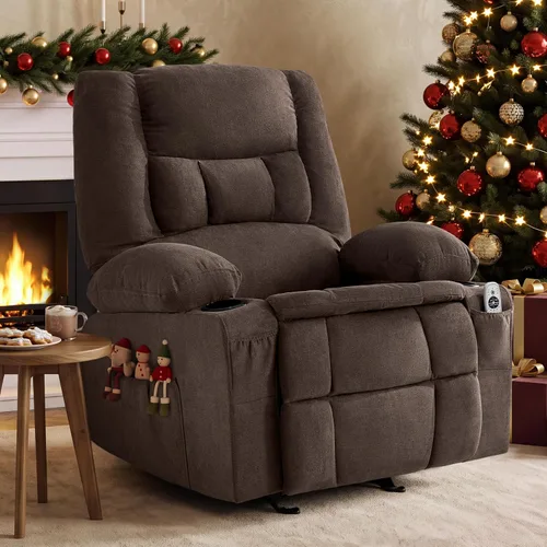 Vista 13 de Rocker - Silla reclinable con masaje y calor, silla reclinable para adultos Beige