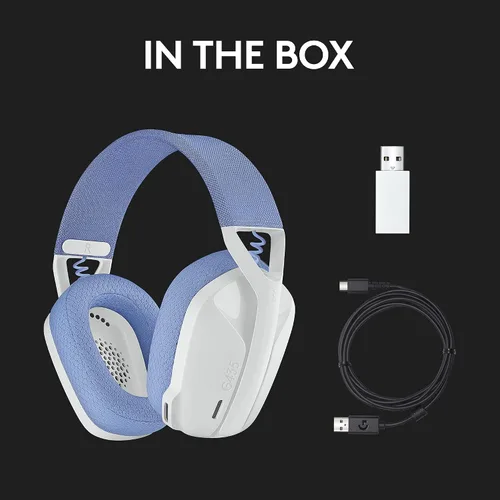 Vista 10 de Logitech G 435 LIGHTSPEED y auriculares inalámbricos Bluetooth para juegos audífonos ligeros sobre la oreja micrófonos integrados batería de 18