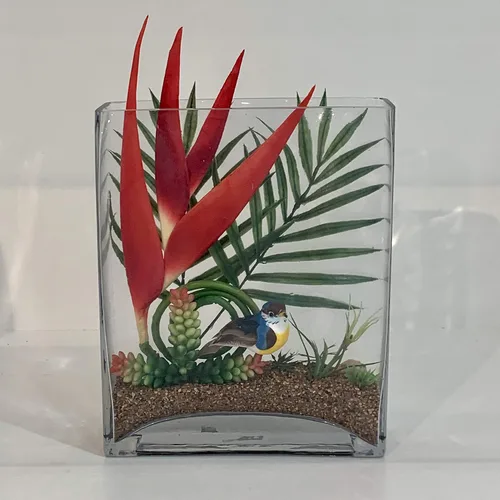 Vista 6 de WGV - Jarrón rectangular alto de bloque, ancho de 2 pulgadas, largo de 8 pulgadas, altura de 10 pulgadas, recipiente floral de vidrio transparente