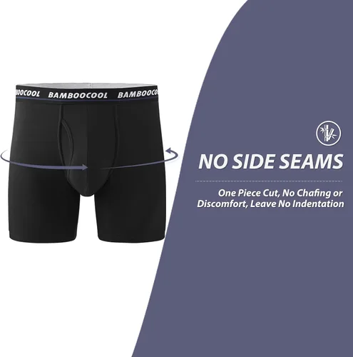 Vista 2 de BAMBOO COOL Men's Long Boxer Briefs Long Leg Performance Breathable Comfort Underwear for Men 3 or 5 or 6 Pack