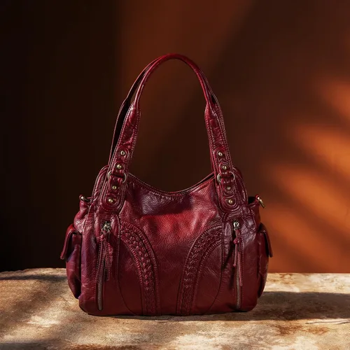 Vista 7 de Montana West Bolsos Hobo de cuero lavado para mujer, bolsos espaciosos con correa cruzada