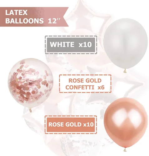 Vista 3 de Suministros de fiesta de oro rosa (juego de decoraciones de fiesta de oro rosa con globos)