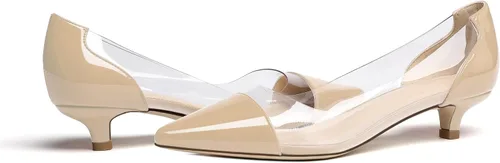 Vista 3 de Zamikoo Zapatos de tacón transparente para mujer, tacón de gatito, zapatos de vestir transparentes con punta puntiaguda, zapatos de vestir de PVC