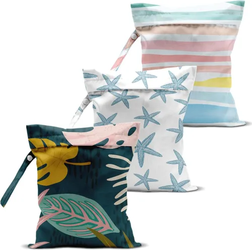 Vista 11 de 2 Piezas Bolsa Húmeda, Bolsa Impermeable Húmeda y Seca, Bolsa de Lavandería Pequeña, para Traje de Baño, Piscina, Viaje, Playa, Pañales, Ropa Sucia