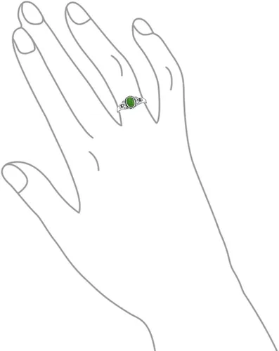 Vista 3 de Anillo de filigrana con bisel de jade verde teñido ovalado estilo Bali para mujer, plata de ley 925, piedra natal de agosto