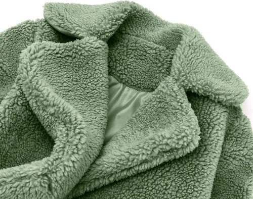 Vista 5 de ZHICHUANG Chaqueta fresca de invierno para niños y niñas con botones de forro polar caqui abrigo cálido con bolsillos de 1 a 6 años Caqui