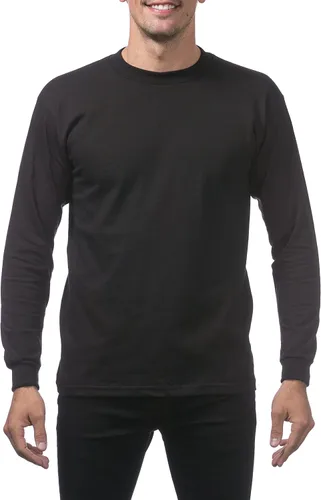 Vista 2 de Pro Club Paquete de 3 camisetas de manga larga de algodón pesado para hombre