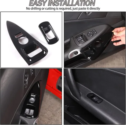 Vista 6 de Lcojicep Marco de interruptor de elevación de vidrio compatible con Corvette C6 Z06 ZR1 2005-2013 botón de elevación de cristal de ventana