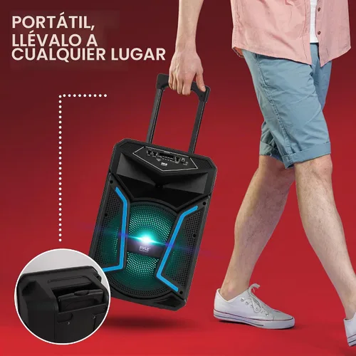 Vista 6 de Pyle - Sistema de bocinas PA portátil con Bluetooth - Altavoz Bluetooth para exteriores de 800W, sistema de bocinas PA portátil con micrófono