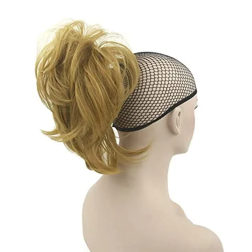 Vista 10 de IMISSU Extensiones de cabello sintético rizado y flexible para cola de caballo (rubio 613)