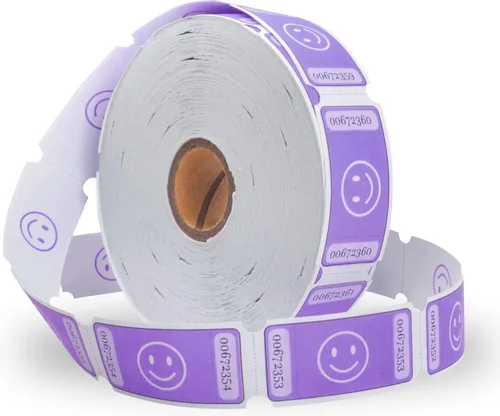 Vista 6 de L LIKED Rollo de boletos de rifa sonriente, cada boleto de 1 x 2 pulgadas, para eventos, entrada, premio de clase, premios, 1000 boletos por rollo