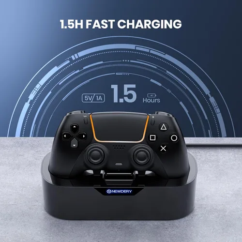 Vista 2 de NEWDERY PS5 Controller Charger Station, Fast Charging Dock for PlayStation 5 Controllers, Single Controller Charging Stand Replacement for PS5