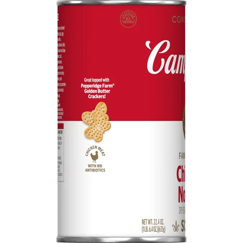Vista 4 de Campbell's - Sopa condensada de fideos con pollo tamaño familiar, lata de 22.4 onzas