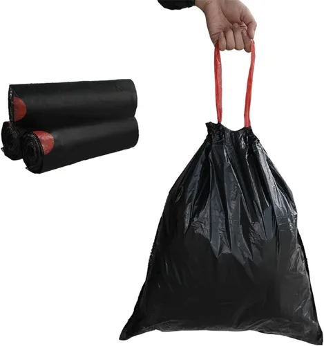 Vista 5 de Begale Bolsas de basura con cordón de 6 galones, bolsas de basura negras con cordón pequeño, 115 bolsas de basura sin desgarro No-Tear Trash Bags