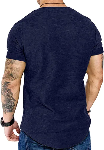 Vista 3 de Camiseta de Moda para Hombre, Camiseta Muscular de Gimnasio, Entrenamiento, Camiseta Atlética de Algodón, Camiseta Superior