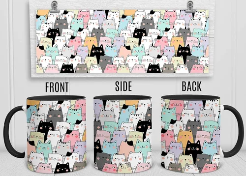 Vista 3 de YouNique Designs Tazas de café para gatos, taza de café portátil de 11 onzas, tazas de gato para amantes de los gatos, regalos para mujeres, taza