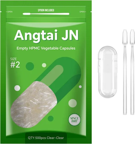 Vista 10 de Cápsulas de píldoras vacías veganas tamaño 2 a base de plantas transparentes (100 unidades) sin gluten, sin OMG, kit de llenado de tapas
