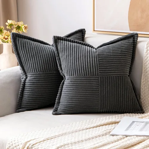Vista 62 de MIULEE - Juego de 2 fundas de almohada beige de 12 x 12 pulgadas con entretejido, fundas de almohada a rayas bohemias supersuaves con textura