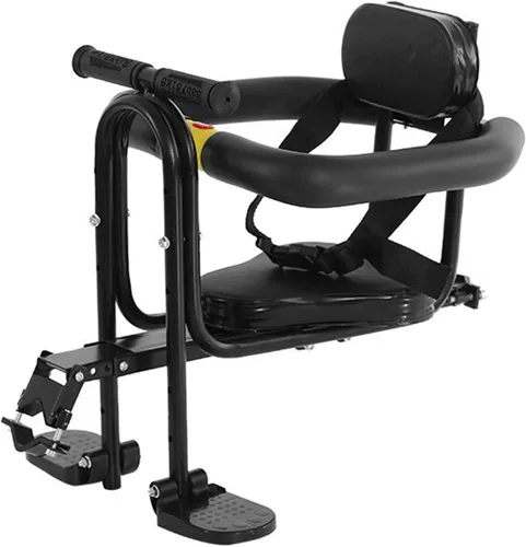 Vista 6 de Asiento delantero de bicicleta para niños con pedales y soporte para niños de 1 a 3 años de edad, sillín delantero estable portátil para bicicleta