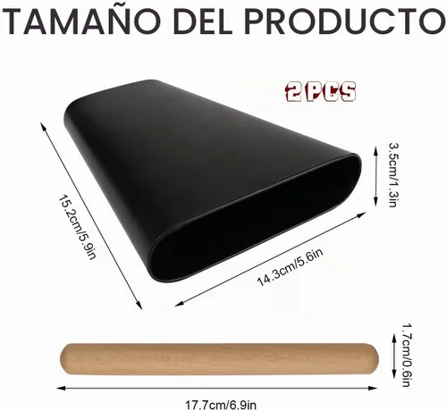 Vista 2 de Instrumento de percusión de 6 pulgadas CowBell Metal cencerro con mazo de madera fabricante de ruido musical kit de mano