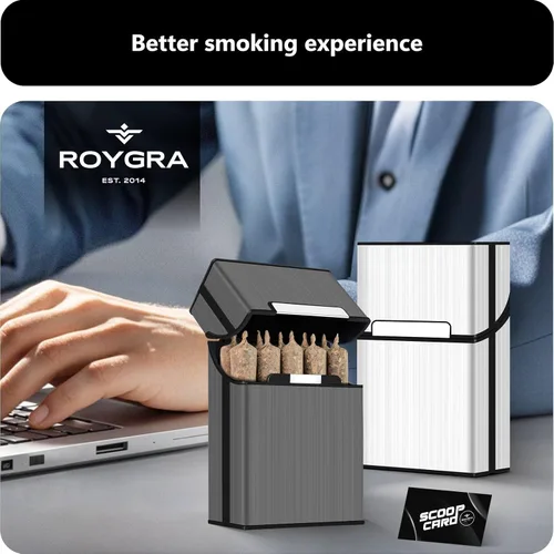Vista 6 de roygra 2PCS 1-1/4 or 70mm Size Pre-roll Cone Holder Case, 10-Hole Cigarette Case for Men Women, 10 Capacity Travel Container Storage Box, Smoking