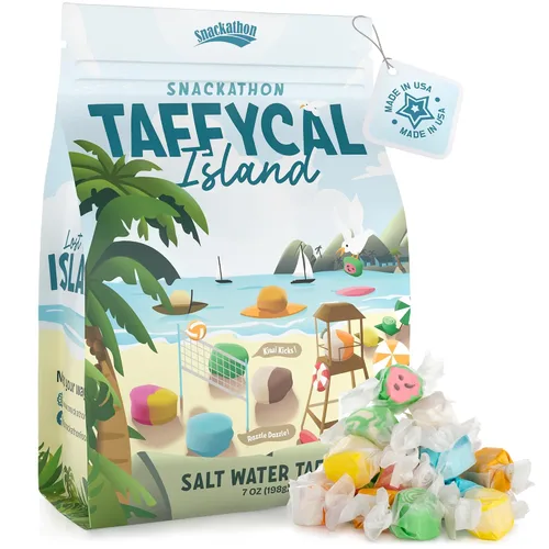 Vista 10 de Snackathon Mezcla Surtida de Taffy de Agua Salada – Edición Roller Chewster, Variedad de Carnaval de 10 Sabores, Dulces Gourmet Suaves y Masticables