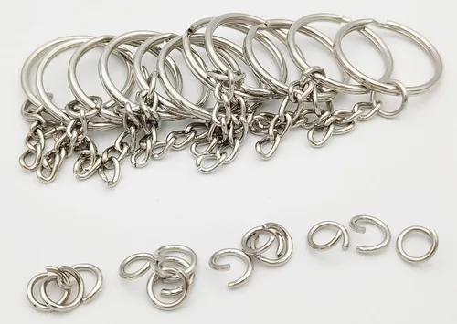 Vista 5 de Llavero con cadena y anillos abiertos de 1 pulgada, paquete de 50, 50pack