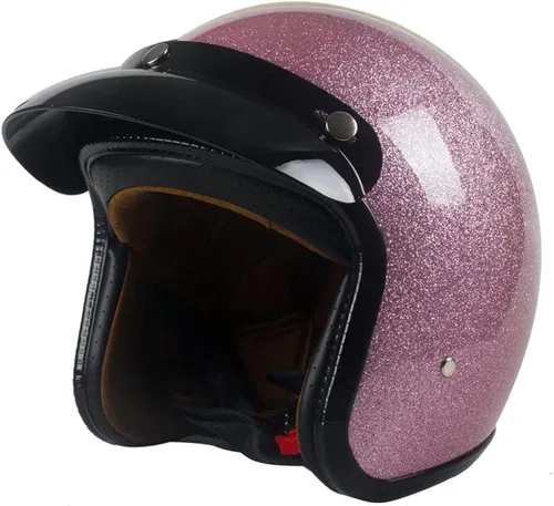 Vista 5 de Casco de motocicleta retro Harssidanzar 3/4 con cara abierta, estilo vintage para hombres y mujeres, aprobado por el Departamento de Transporte CU601