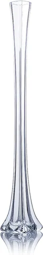 Vista 14 de WGV - Jarrón de torre Eiffel, abierto de 1 pulgada, altura de 16 pulgadas, recipiente floral de vidrio negro con base resistente, centro de mesa