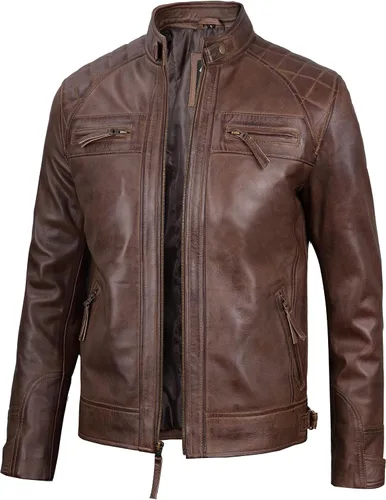 Vista 29 de Blingsoul Real Lambskin Leather Jacket Men - Chaquetas de cuero para Hombres
